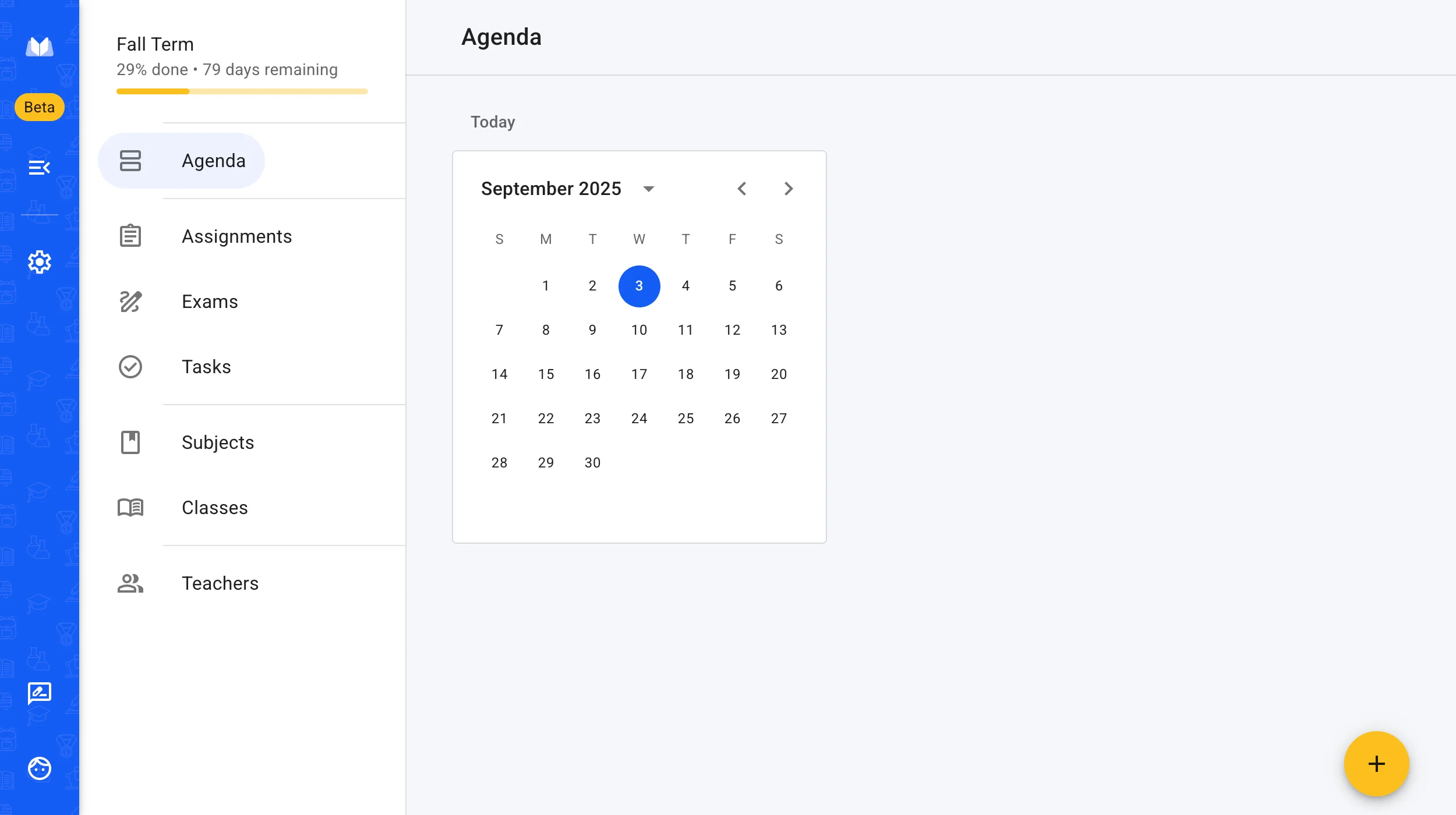 School Planner dashboard interface