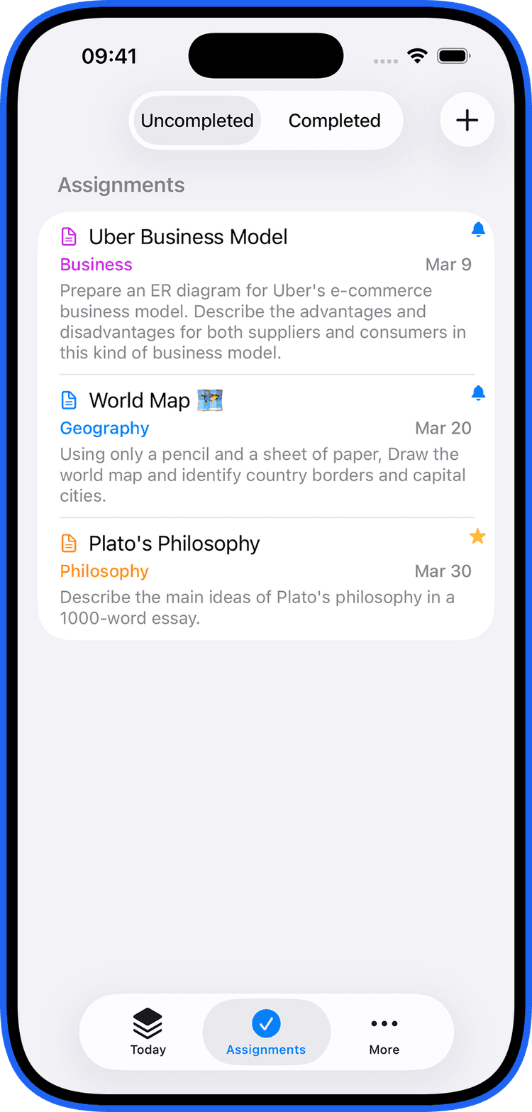 Assignments Screen